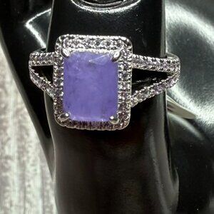 NEW Bomb Party Natural Fusion Deep Lavender Ring Rhodium Plate Size 9